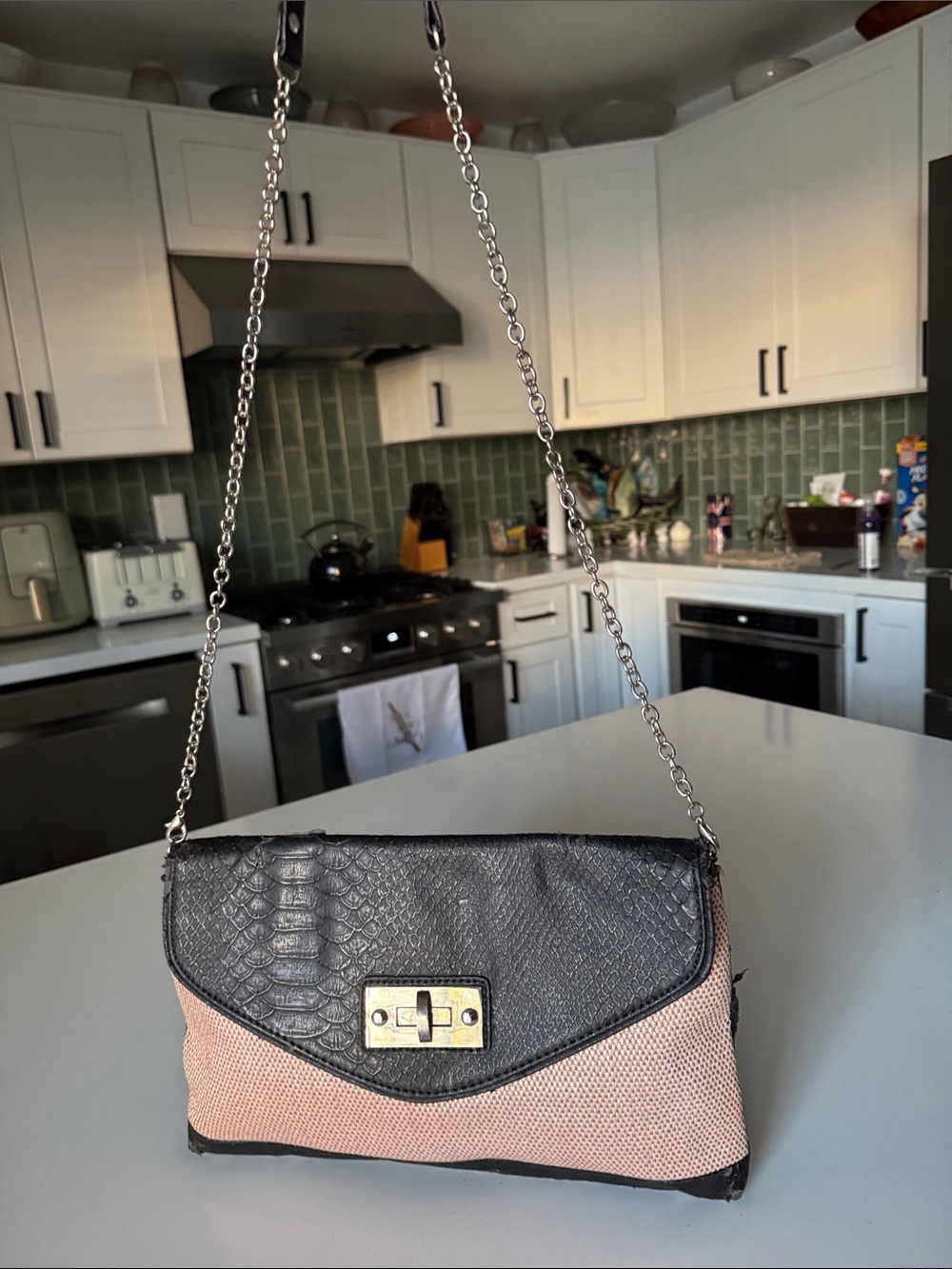 Apt. 9 Black and Blush Textured Chain-Strap Crossbody